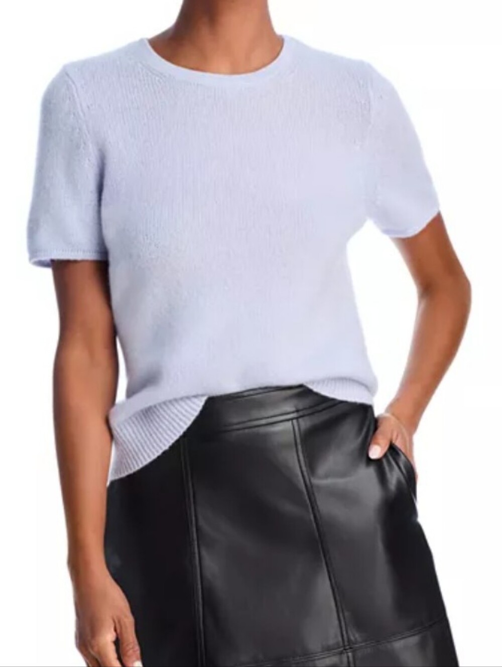 C By Bloomingdale's Short Sleeve Cashmere Sweater Blue
